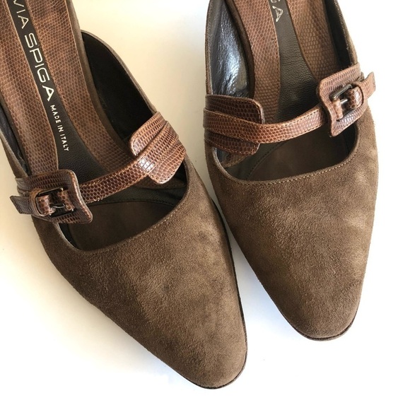 Via Spiga Suede Mary Jane Mules - Picture 6 of 15